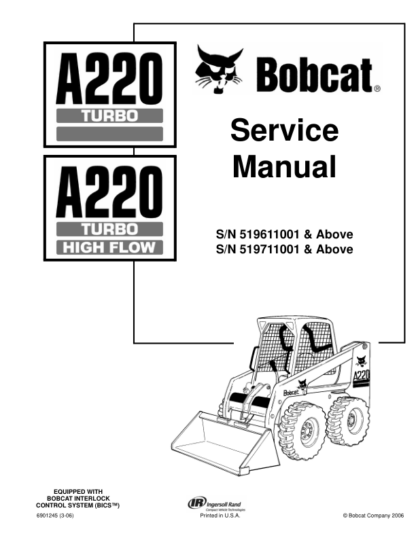 Bobcat A220 Turbo HF Skidsteer Service Manual - Image 2