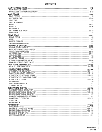 Bobcat S850 Skidsteer Parts Manual - Image 2