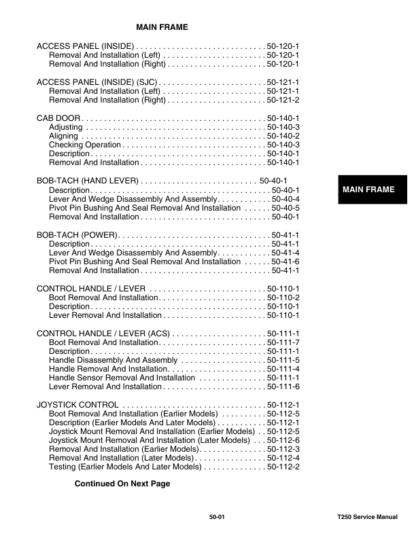 Bobcat T250 Skidsteer Service Manual - Image 9