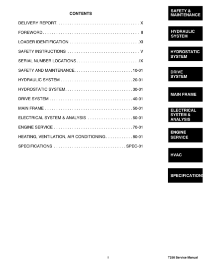 Bobcat T250 Skidsteer Service Manual - Image 2