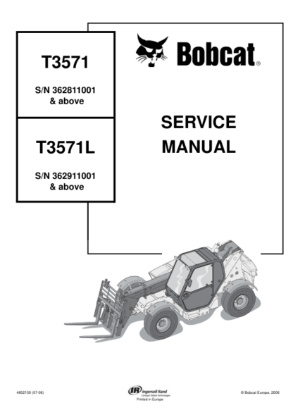 Bobcat T3571 Telehandler Service Manual - Image 2