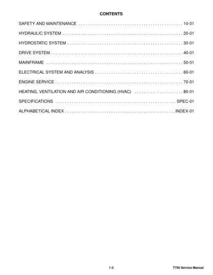 Bobcat T750 SN ATF611001 Skidsteer Service Manual - Image 2