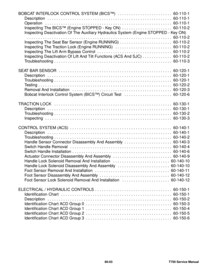 Bobcat T750 SN ATF611001 Skidsteer Service Manual - Image 11