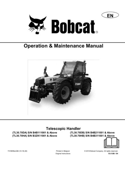 Bobcat TL30.70 Telehandler Operation Manual - Image 14