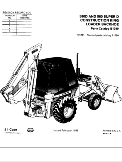 CASE 580 Super D Backhoe Parts Catalog - Image 2