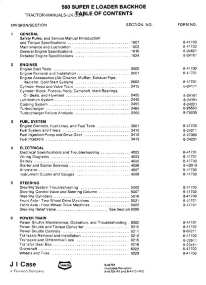 CASE 580 Super E Backhoe Service Manual - Image 3