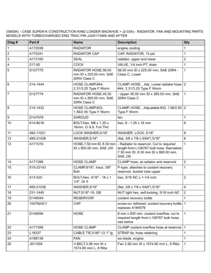 CASE 580 Super K Part Catalog Manual - Image 6