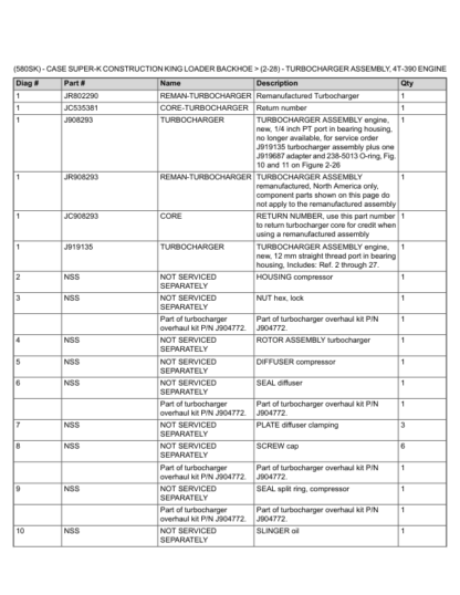 CASE 580 Super K Part Catalog Manual - Image 11