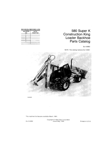 CASE 580 Super K Part Catalog Manual - Image 2