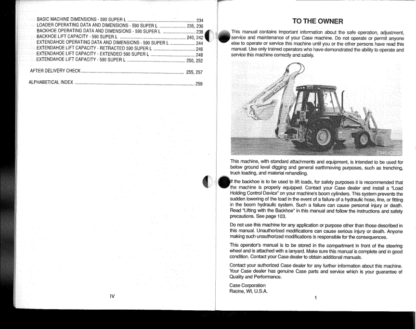 CASE 580 Super L Backhoe Operators Manual - Image 6