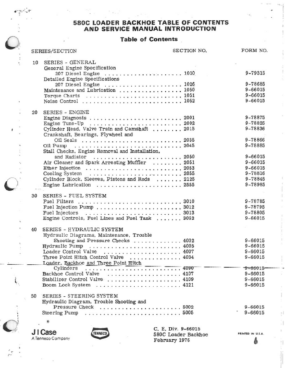 CASE 580C Backhoe  Service Manual - Image 2