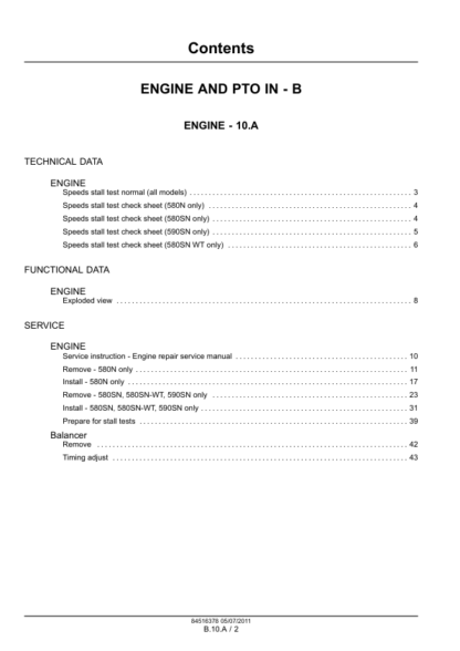 CASE 580N 580SN 590SN Backhoe Engine Service Manual - Image 3