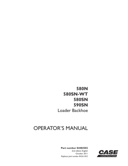 CASE 580N 580SN 590SN Operators Manual - Image 3