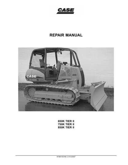 CASE 650K 750K 850K Tier 2 Bulldozer Repair Manual - Image 15