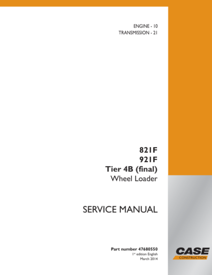 CASE 821F 921F Tier 4b Engine and Transmission Service Manual - Image 2