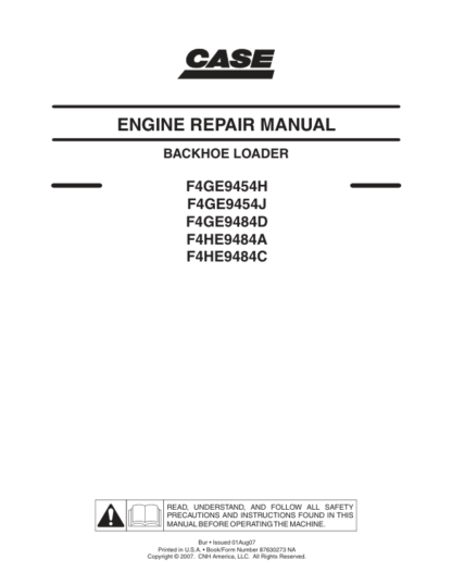 CASE F4GE F4HE Engine Repair Service Manual - Image 4