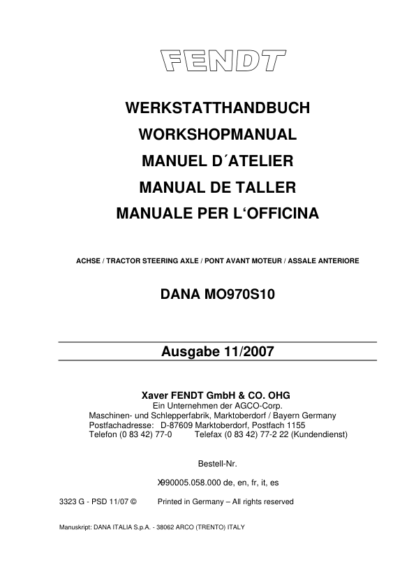 FENDT DANA MO970S10 Axle Workshop Manual - Image 4