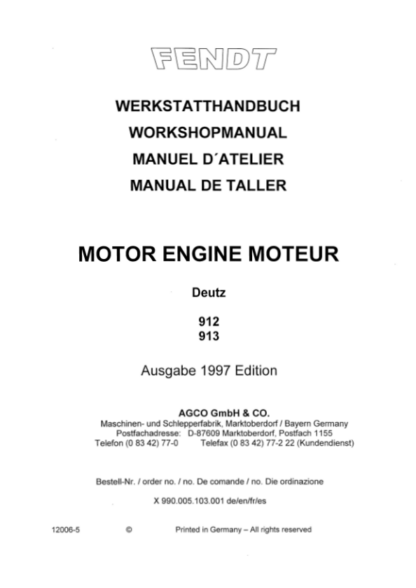 FENDT Deutz Engine 912 913 Workshop Manual - Image 2