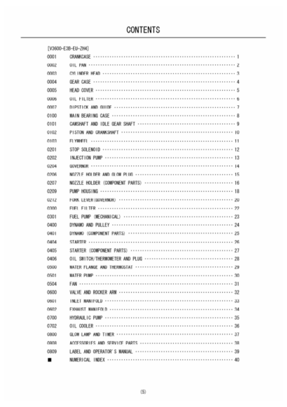 Kubota V3600-E3B-EU-ZH4 Diesel Engine Parts Manual - Image 5