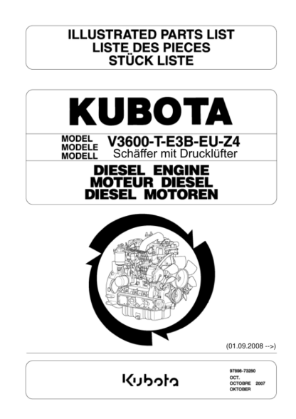 Kubota V3600-T-E3B-EU-Z4 Diesel Engine Parts Manual - Image 2