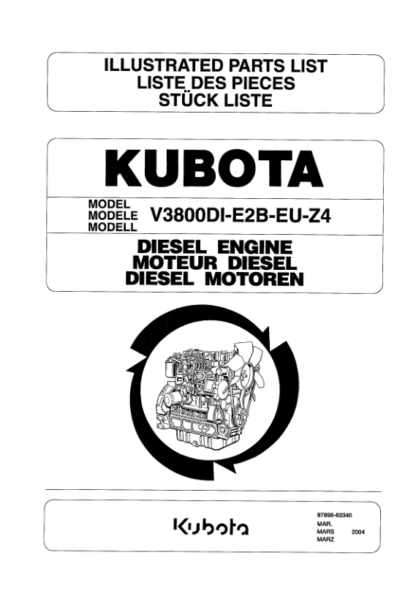 Kubota V3800DI-E2B-EU-Z4 Diesel Engine Parts Manual - Image 2