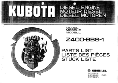 Kubota Z400-BBS-1 Diesel Engine Parts Manual - Image 2