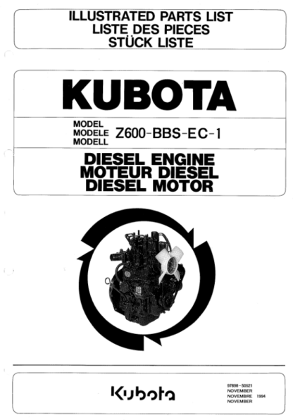 Kubota Z600-BBS Diesel Engine Parts Manual - Image 2