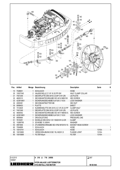 Liebher A316 Excavator Parts Catalog - Image 6