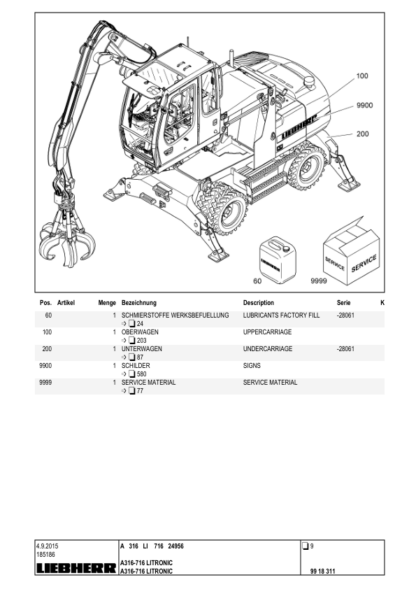 Liebher A316 Excavator Parts Catalog - Image 3