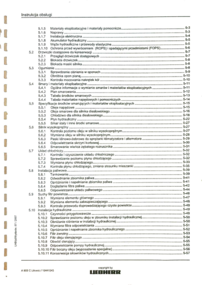 Liebherr A900 C Litronic Instrukcja obsługi i konserwacji - Image 5