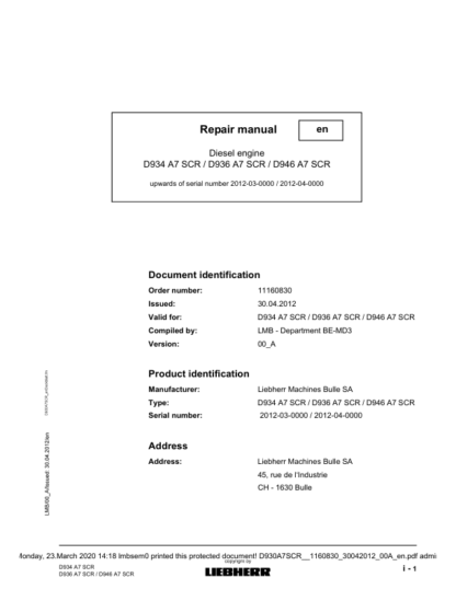 Liebherr D934 D36 D946 A7 SCR Engine Repair Manual - Image 2