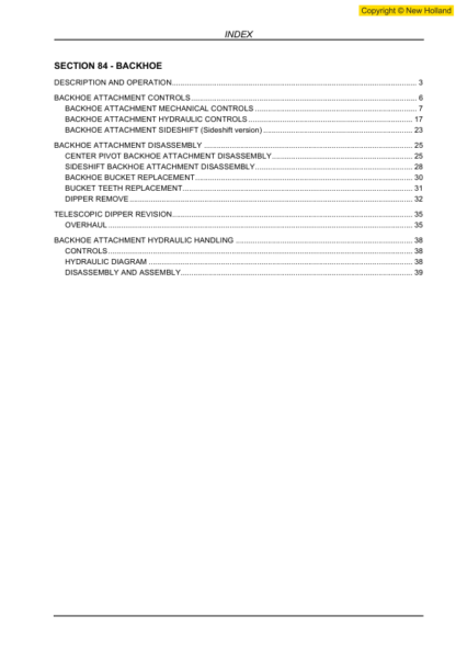New Holland B90B B100B B110B B115B Backhoe Service Manual - Image 5