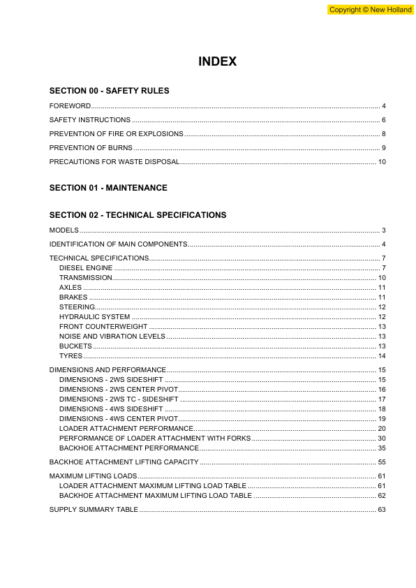New Holland B90B B100B B110B B115B Backhoe Service Manual - Image 6