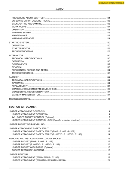 New Holland B90B B100B B110B B115B Backhoe Service Manual - Image 4