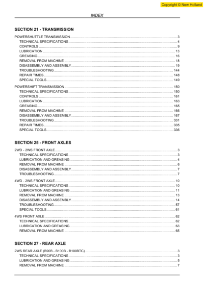 New Holland B90B B100B B110B B115B Backhoe Service Manual - Image 7