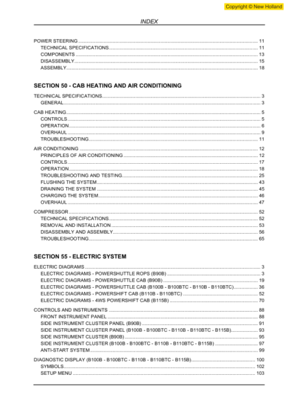 New Holland B90B B100B B110B B115B Backhoe Service Manual - Image 3