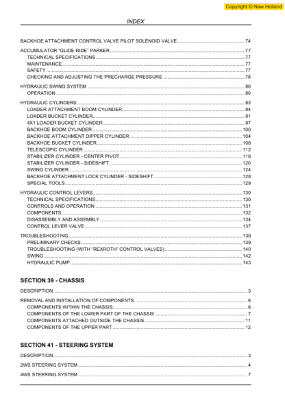 New Holland B90B B100B B110B B115B Backhoe Service Manual - Image 9