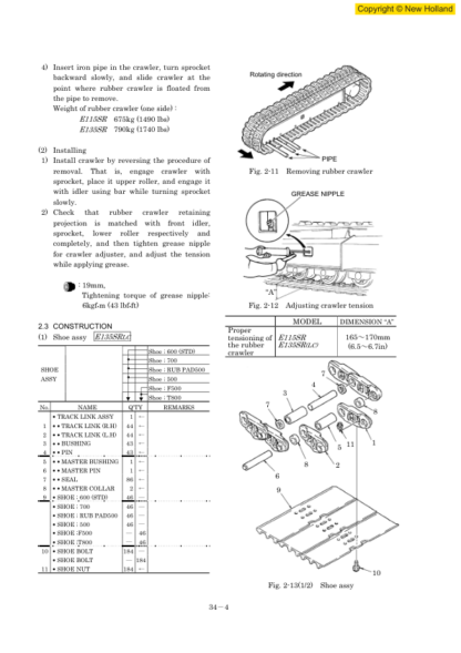 New Holland E115SR E135SR Excavator Workshop Manual - Image 13