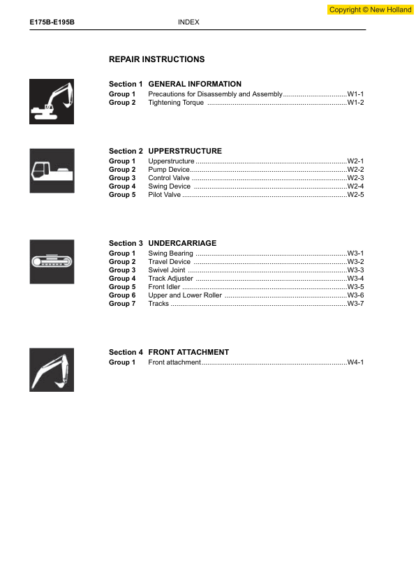 New Holland E175B E195B Excavator Service Manual - Image 4