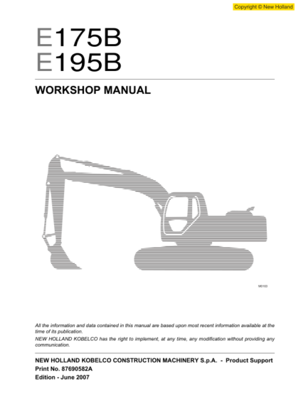 New Holland E175B E195B Excavator Service Manual - Image 2