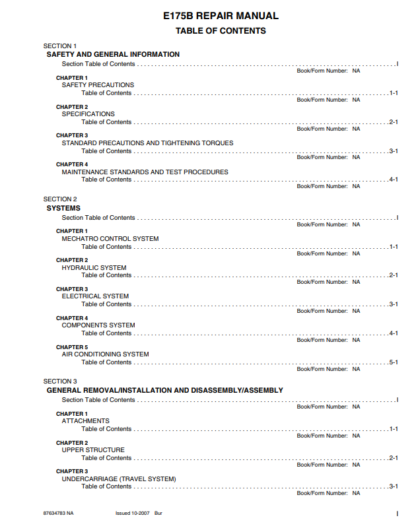 New Holland E175B Excavator Service Manual - Image 2