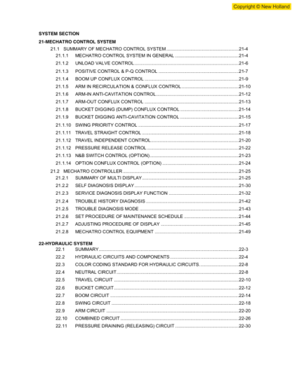 New Holland E215B Excavator Service Manual - Image 9
