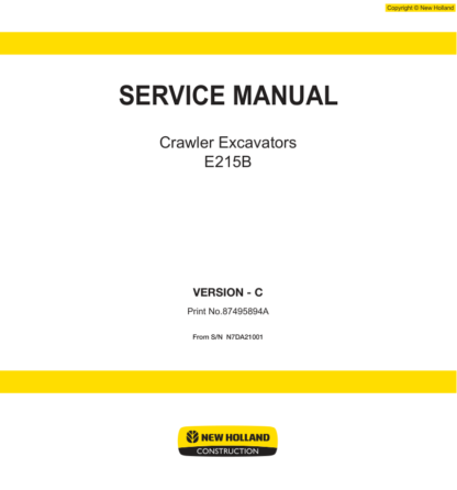 New Holland E215B Excavator Service Manual - Image 5