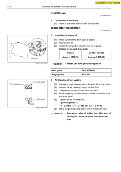 New Holland E225BSR Excavator Workshop Manual - Image 13