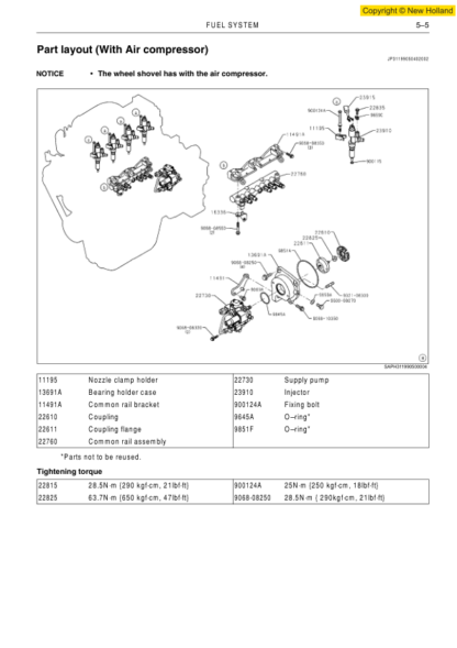 New Holland E235BSR Excavator Workshop Manual - Image 12