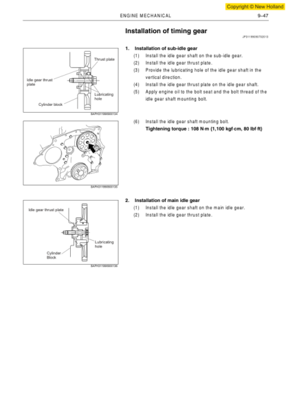 New Holland E235BSR Excavator Workshop Manual - Image 13