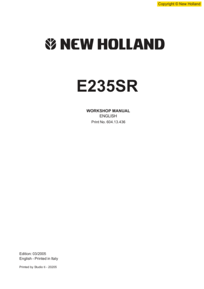 New Holland E235SR Excavator Workshop Manual - Image 2