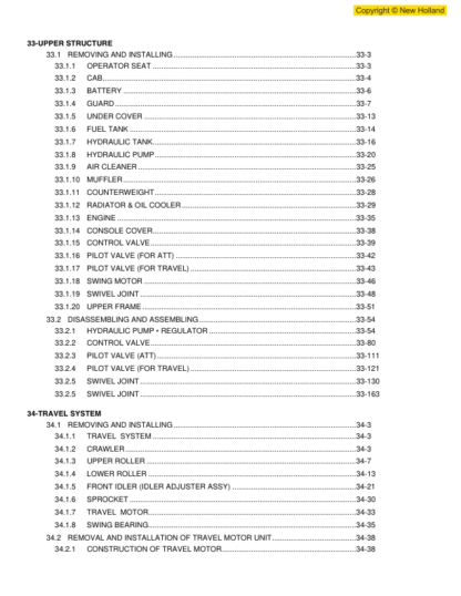 New Holland E265B Excavator Service Manual - Image 4