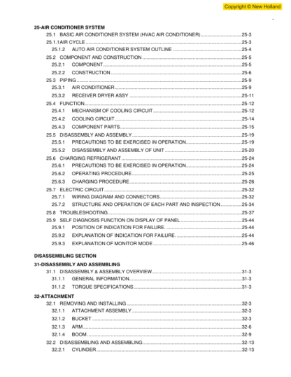 New Holland E265B Excavator Service Manual - Image 3