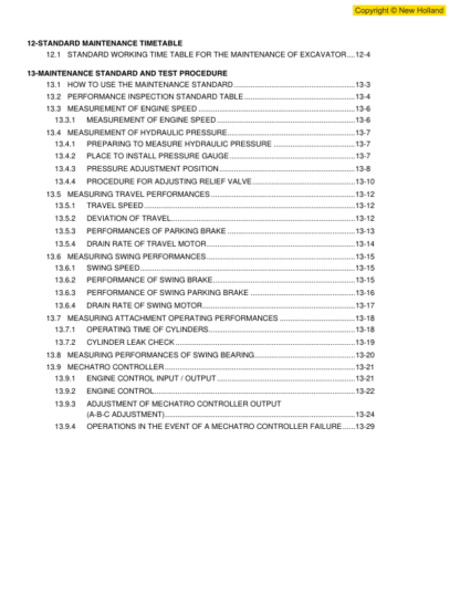 New Holland E265B Excavator Service Manual - Image 8